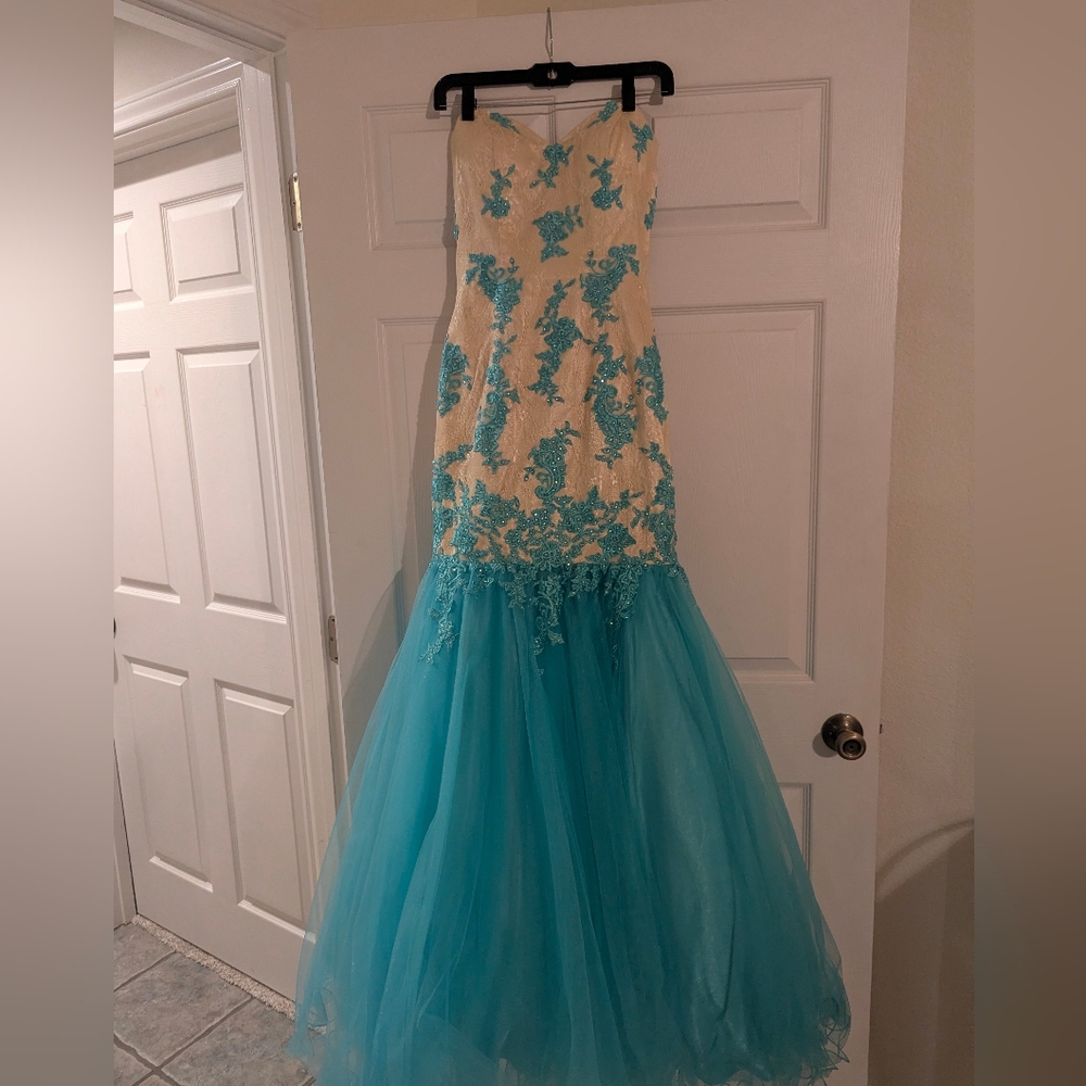 Disney Enchanted Dress Turquoise and Cream